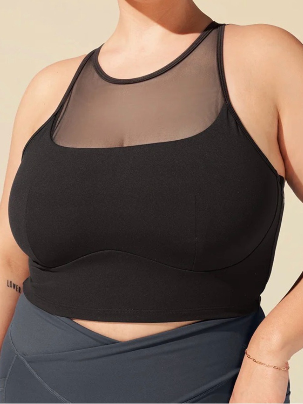 POPFLEX Celeste mesh crop bralette NWT - Black L